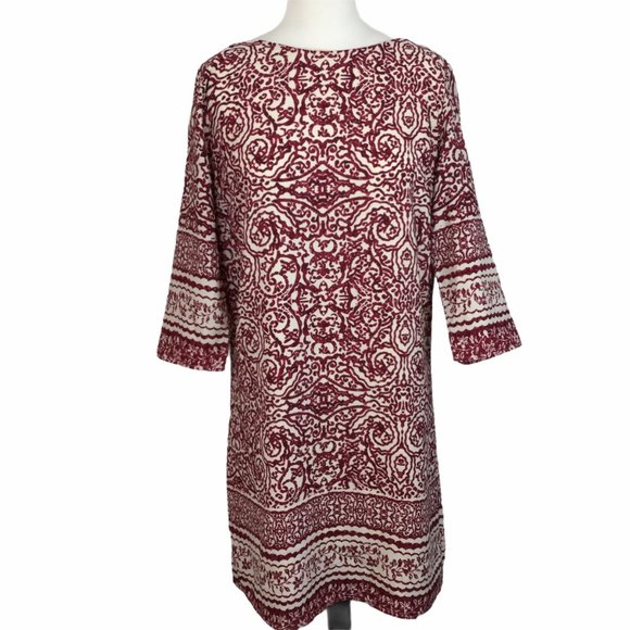 Skies Are Blue Dresses & Skirts - Skies Are Blue Tribal burgundy print dress, SZ XS